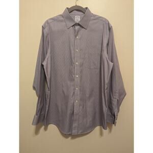 Brooks Brothers Purple checked Classic Non-Iron Button Dress Shirt Mens 16.5-35
